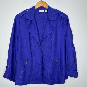 Chicos Linen‎ Blazer Size L Purple
